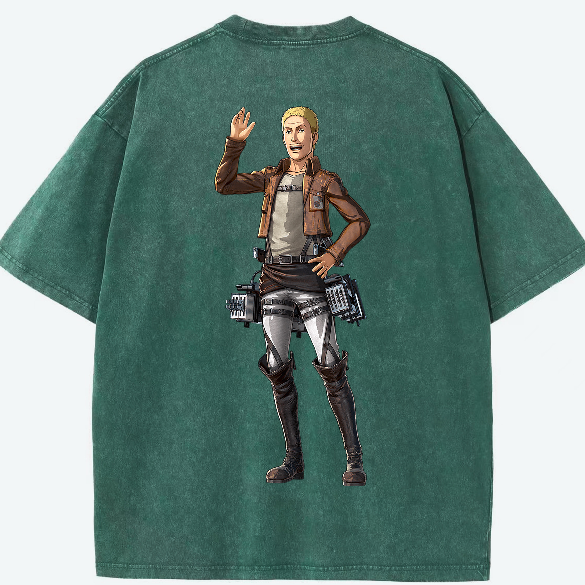 （画像用） 進撃の巨人 ハンネス Attack on Titan Hannes 綿100% ヴィンテージ風 半袖Tシャツ（背面プリント）